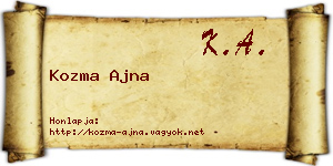 Kozma Ajna névjegykártya